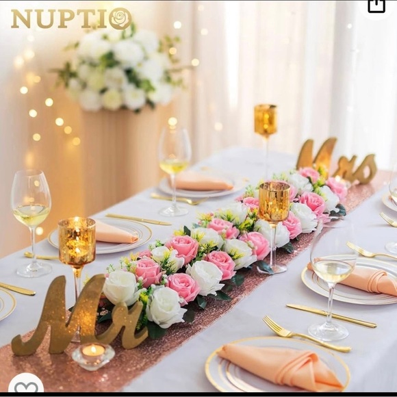 Flower  Centerpieces for Tables - 10 Pcs 19.6in Long Pink & White Artific - Picture 2 of 8